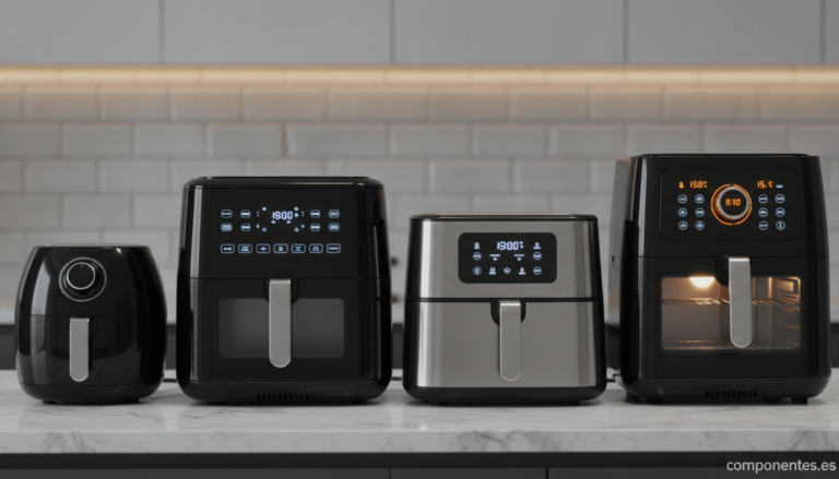 Freidoras de aire de gran capacidad en encimera de cocina moderna