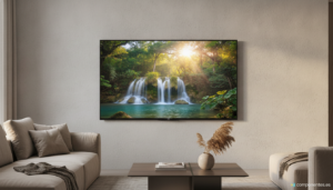 Televisor 4K de 55 pulgadas en un salón moderno