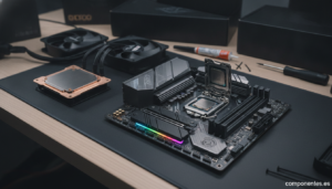 Placa base AM5 con procesador AMD Ryzen instalado para gaming